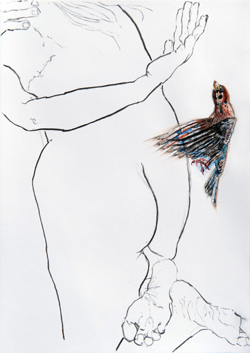 Denise Webber - Woman and sparrow (scar), 2022
