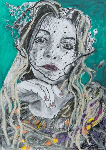 Denise Webber - Woman and veil (emerald ground), 2025